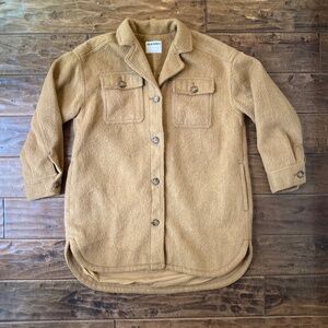 Old Navy Soft-Brushed Utility Shacket sz Large Tan Wool Blend Camel Brown